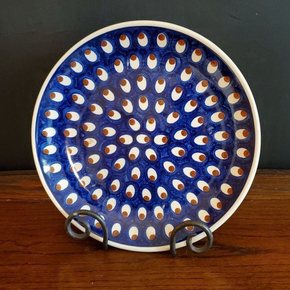Boleslawiec Polish Hand Made Cobalt Peacock Eyes Plate 11"